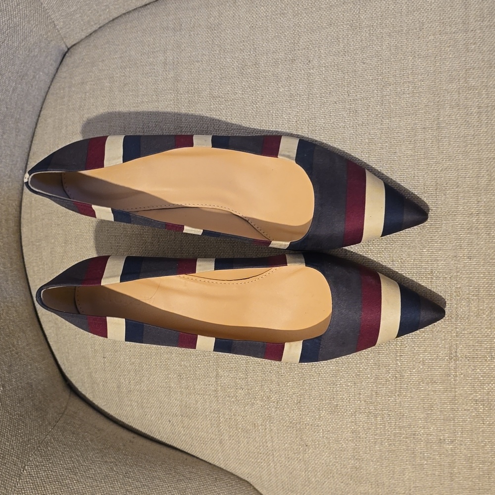 JCrew silk stripped heel. Size 8